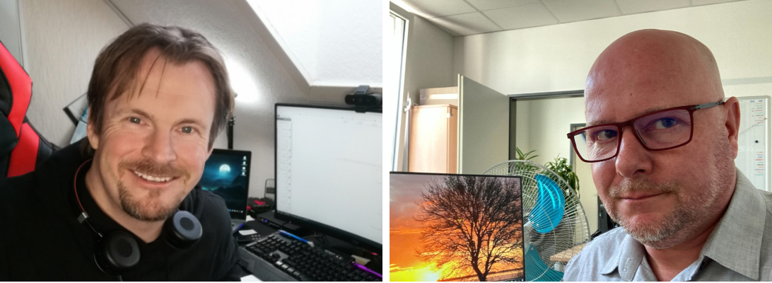 Datenmanagement Experten Torben und Matthias bei der Arbeit im Homeoffice.